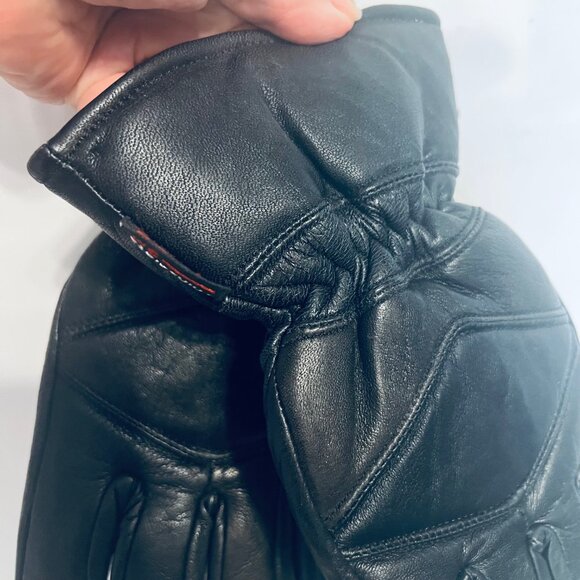 Thinsulate 3M Black Soft Leather Fitted Wrist Gloves-Men's-Black Lined-Hooked - Picture 7 of 12